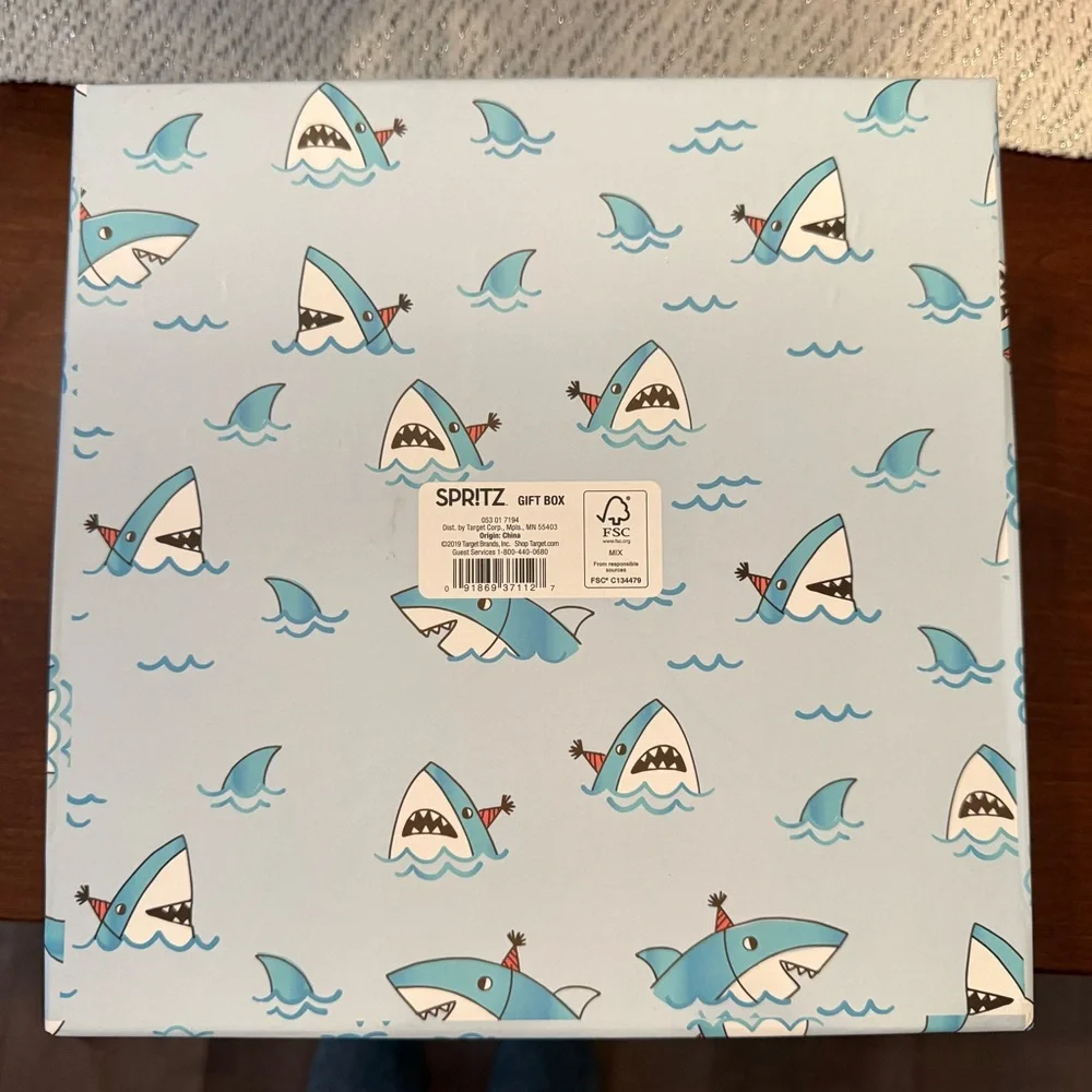 NEW! 🦈 Large Jawsome Birthday Shark Party Box Great for birthday gifts or decor